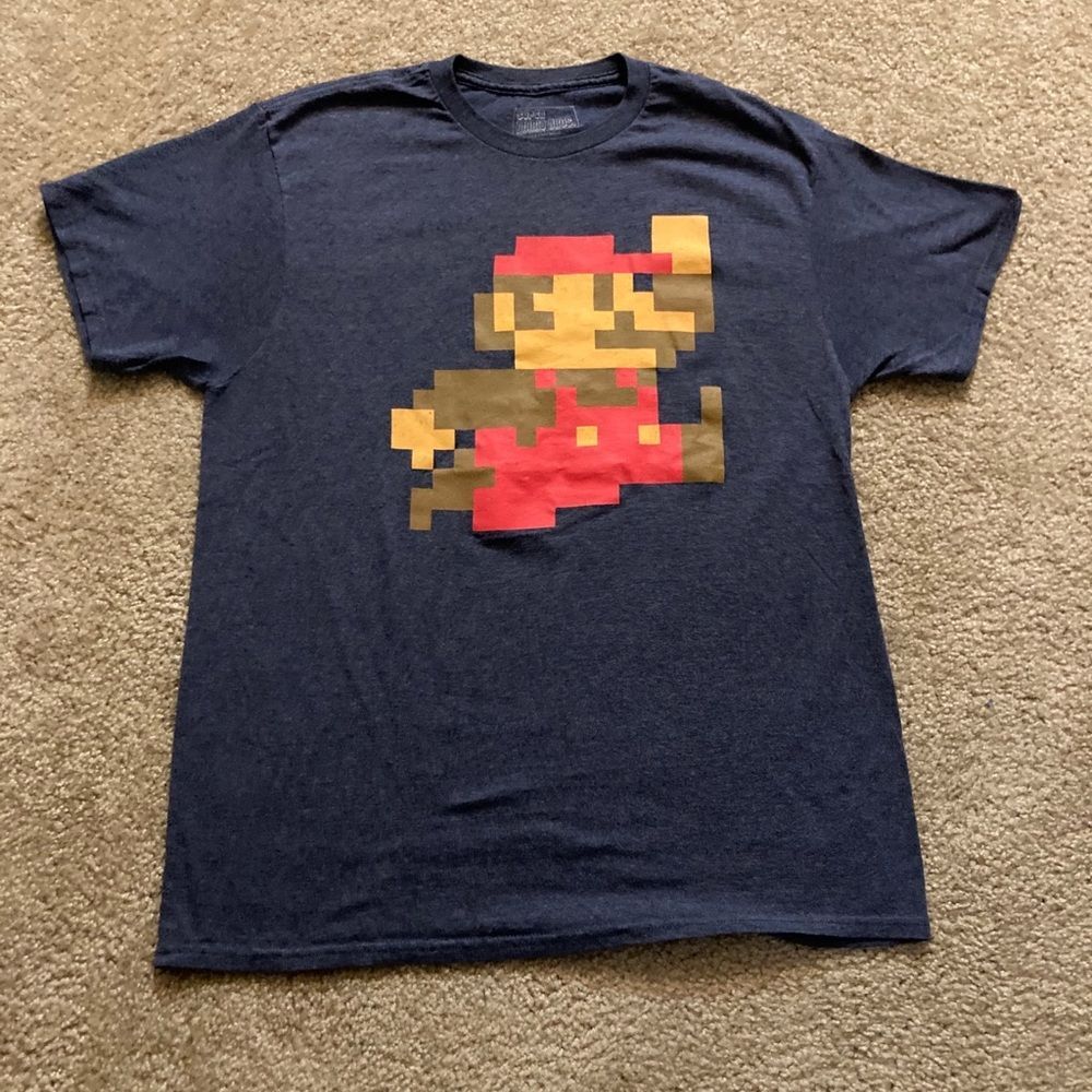 Mens Digital Super Mario Bros Tee Navy Blue Size Large